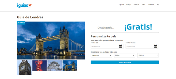 EN esta sección podrás añadir fechas y gustos para cada una de las guías de viaje personalizables