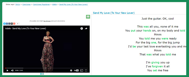 Para aprender inglés con canciones esta web podría venirte bien